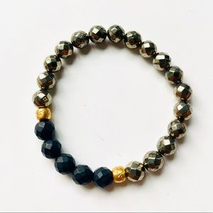 Satya Jewelry pyrite onyx lotus bracelet